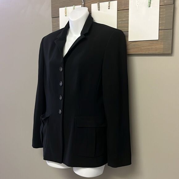 Ann Taylor Petites Black Button Down Lined Blazer with Pockets and Collar- 10P - Picture 3 of 16